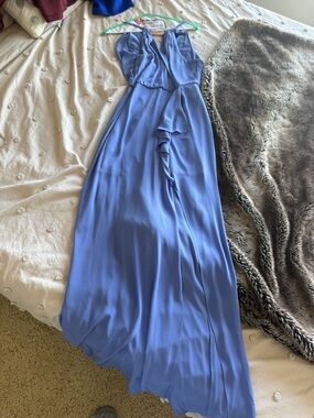 princess polly baby blue dress BCBG MAXAZRIA Womens Teal Slitted Long Sleeve V Neck Palestine